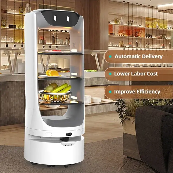 Autonomní robot na doručování jídla | Robot číšník | Restauranční robot | Hotelový servisní robot
