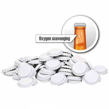 Korunkové uzávery 26 mm biele – 10 000 ks – s pohlcovaním kyslíka